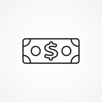 dollar walve bill line icon. cash money line icon.