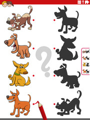 Obraz na płótnie Canvas educational shadow activity with cartoon dog characters