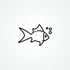 Fish line icon, Fish outline icon.