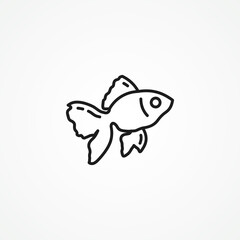 Fish line icon, exotic fish outline icon.
