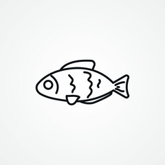 Fish line icon, Fish outline icon.