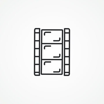 recommend clip art: video tape line icon. Photo video film frame tape line icon.