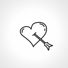 Heart with arrow line icon. Heart with arrow love web linear icon.