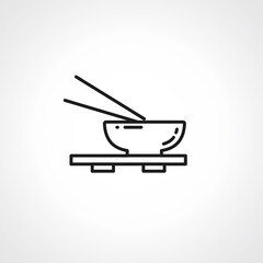 bowl with chinese chopsticks line icon. Bowl of noodles with a pair of chopsticks line icon.