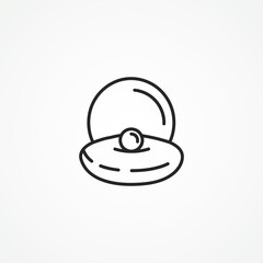 pearl in a shell line icon. pearl in a shell line icon.