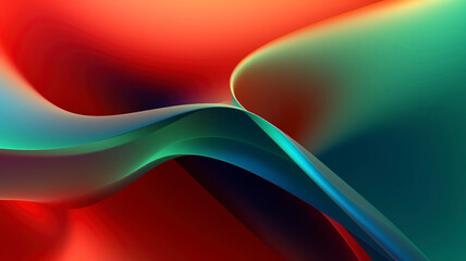 Abstract red green gradient curves background.