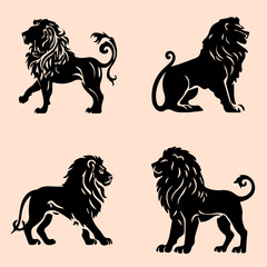Lion king black silhouette animal vector illustration