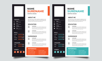 Professional CV resume template design 