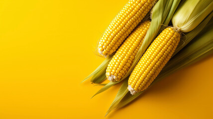 Minimalist yellow corn background with copy space.