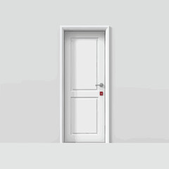 Closed white door vector isolated