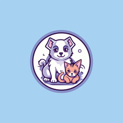 Cute cat logo design vector illustration