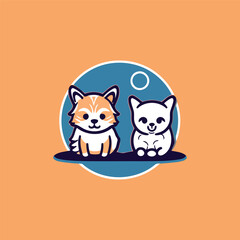 Cute cat logo design vector illustration