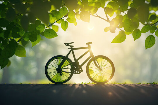 classic bicycle minimalistic green logo style image ai generative