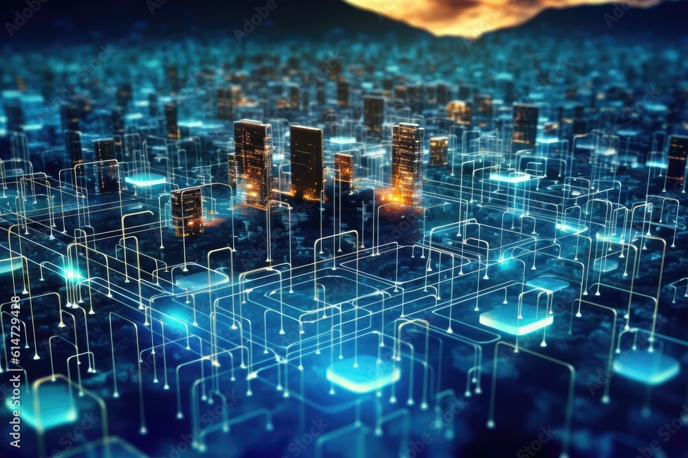 Poster close-up, seamless transfer and storage of big data on the internet, capturing the essence of cloud 