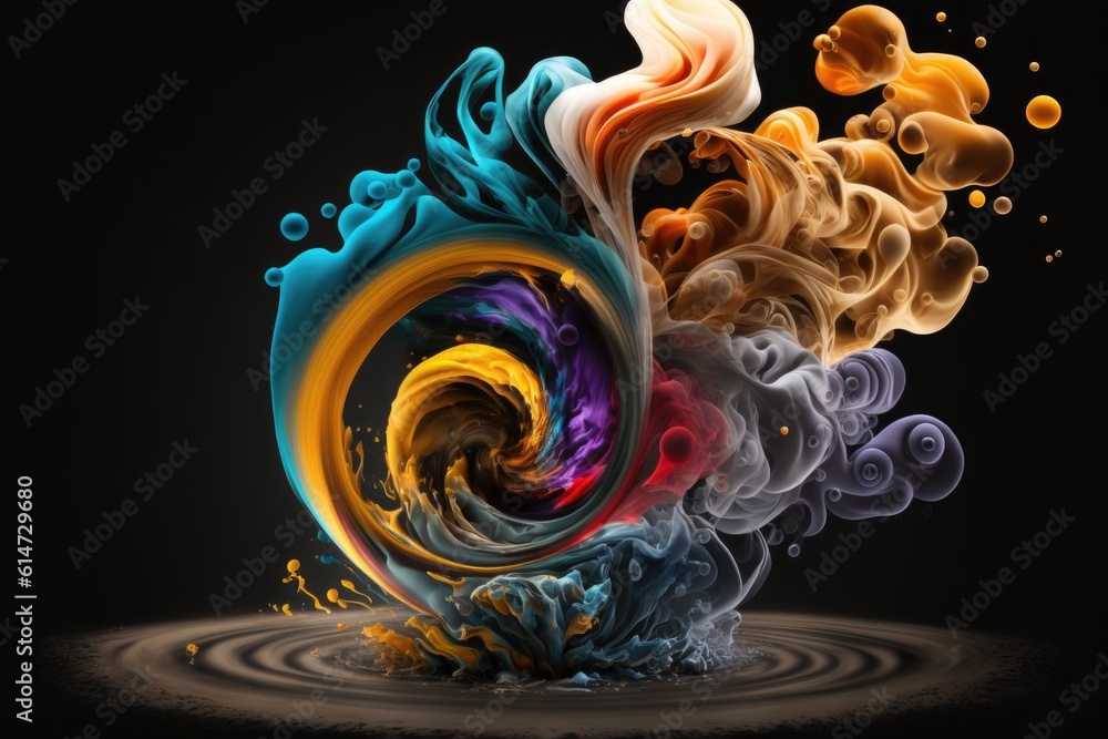 Poster abstract background with colorful liquid splashing in water
