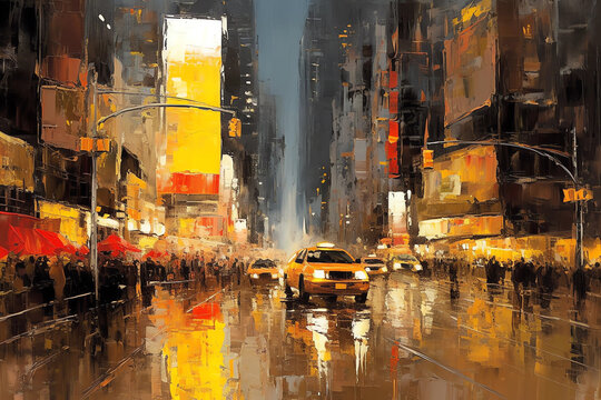 Nighttime Painting of Times Square, New York