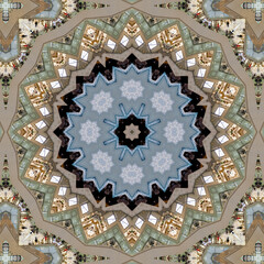 Vibrant and Symmetrical Digital Abstract Kaleidoscope Art with Intricate Geometric Patterns, Fractal Elements, and Psychedelic Colors, Perfect for Contemporary Design Projects, Modern Wallpaper	