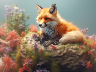 Obraz premium Colorful Fox illustration