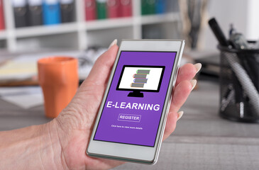 E-learning concept on a smartphone