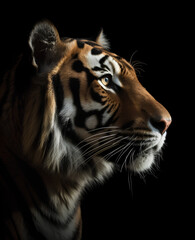 Obraz premium Bengal tiger profile portrait - Generative AI