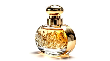 Women's perfume bottle isolated on white, generative AI.