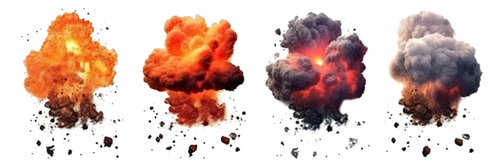 Foto auf Alu-Dibond Set of explosions isolated on transparent background - Generative AI © comicsans