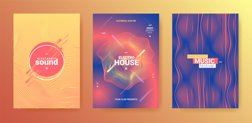 Electronic Music Banner. Techno Party Poster. Abstract 3d Background.