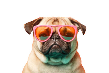 dog wearing cool glasses transparent background, PNG ,Generative AI