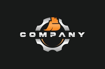 scoop excavator gear emblem logo