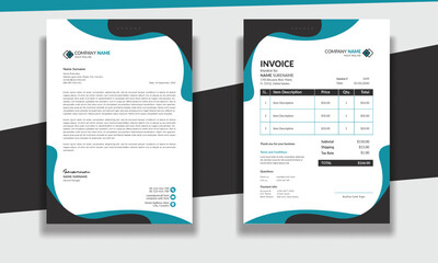 Corporate modern professional clean business invoice and letterhead design template with yellow blue green and red color creative modern letter head design template for your project letterhead .