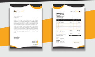 Corporate modern professional clean business invoice and letterhead design template with yellow blue green and red color creative modern letter head design template for your project letterhead .