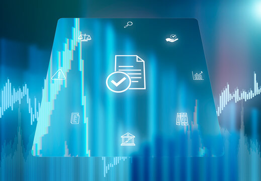 Digital image with various financial symbols, inflation