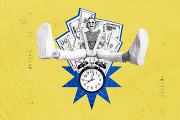 Collage youing cool businesswoman ride crazy time watches early morning spending her money shopping...