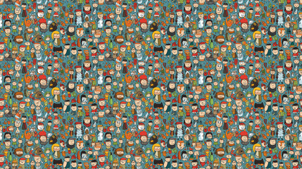 Obraz premium Seamless children doodles pattern, created with generative AI technology
