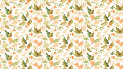 Seamless pattern of leaves, created with generative AI technology