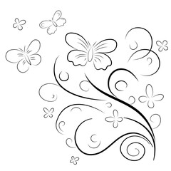 Beautiful decoration with lines and butterfly