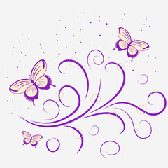 Beautiful decoration with lines and butterfly