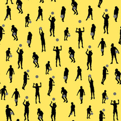 Seamless pattern with boys playing ball illustration