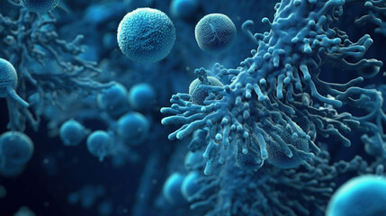 Microscopic bacteria illustration - obrazy, fototapety, plakaty