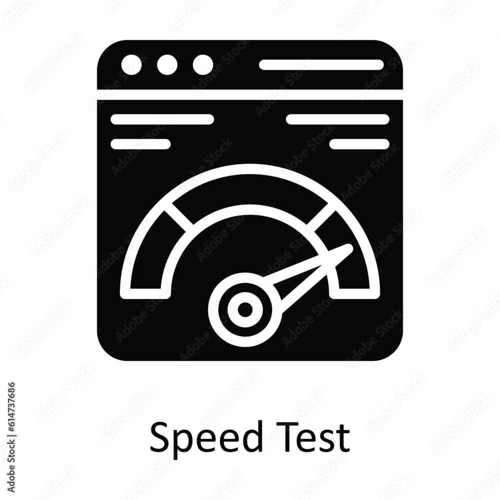 Poster speed test vector solid icon design illustration. network and communication symbol on white backgrou