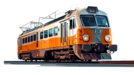 Fototapeta premium Drawn old train, logo design, generative AI.