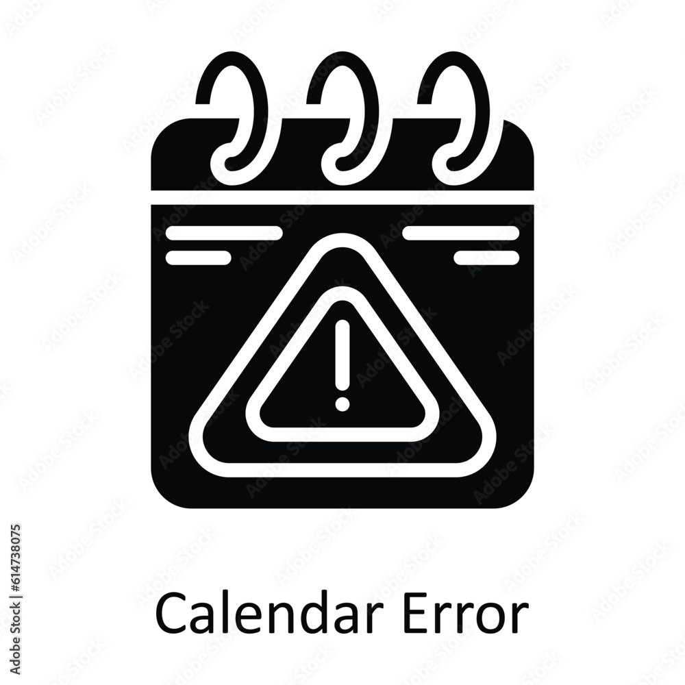 Poster calendar error vector solid icon design illustration. network and communication symbol on white back