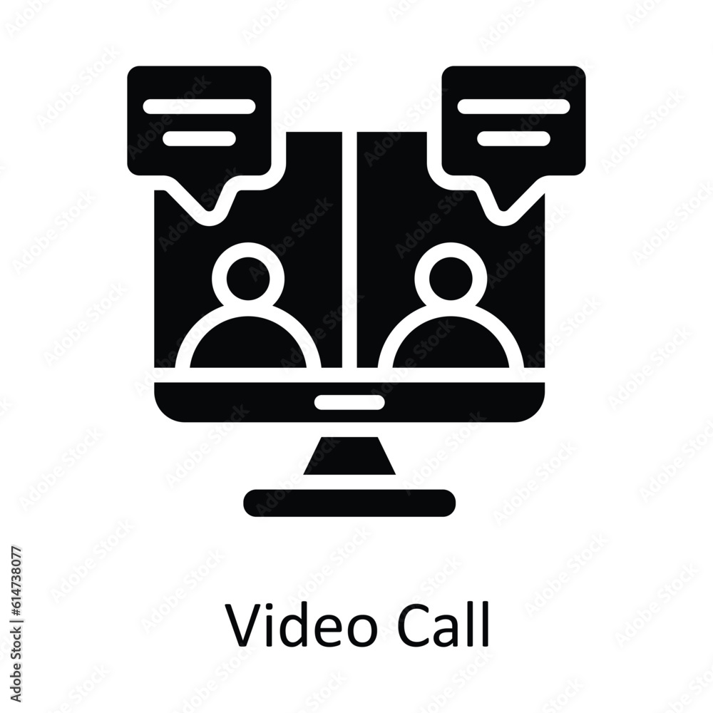 Poster video call vector solid icon design illustration. network and communication symbol on white backgrou