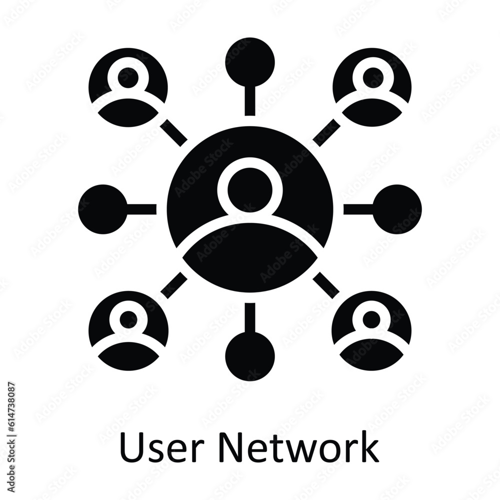 Poster user network vector solid icon design illustration. network and communication symbol on white backgr