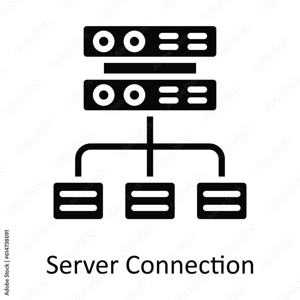 Aufkleber server connection vector solid icon design illustration. network and communication symbol on white b
