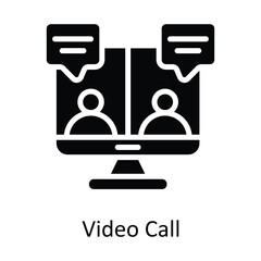 Video Call  Vector Solid  Icon Design illustration. Network and communication Symbol on White background EPS 10 File