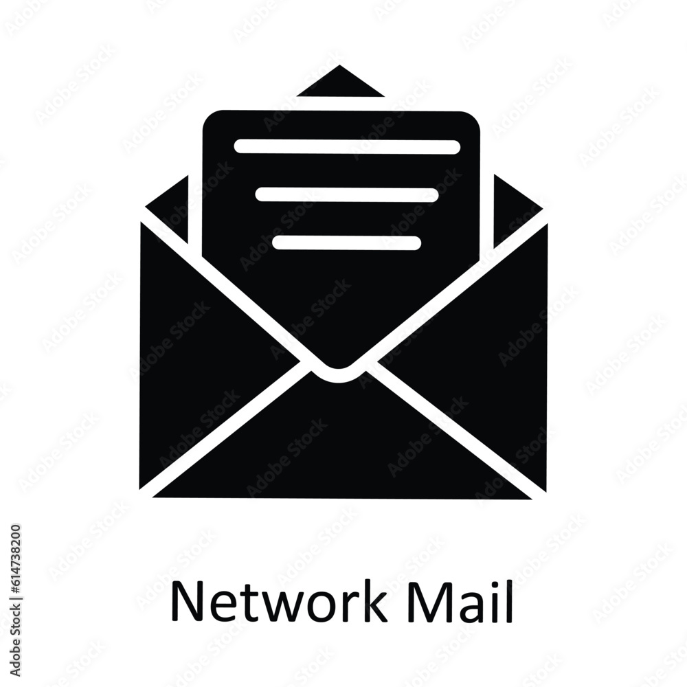 Poster network mail vector solid icon design illustration. network and communication symbol on white backgr