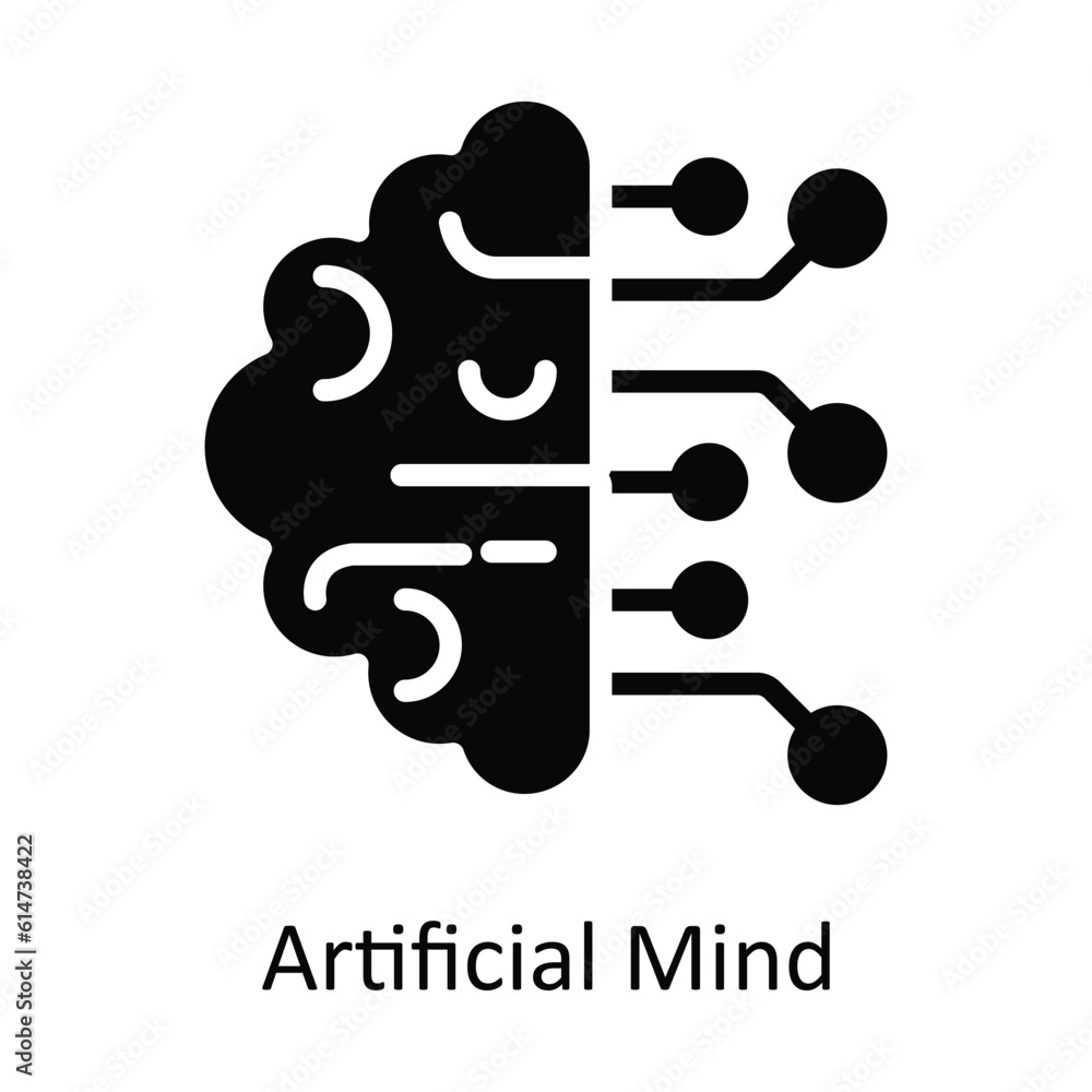 Poster artificial mind vector solid icon design illustration. network and communication symbol on white bac