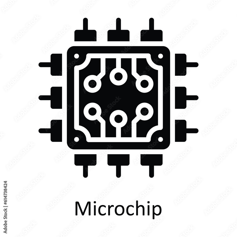 Poster microchip vector solid icon design illustration. network and communication symbol on white backgroun