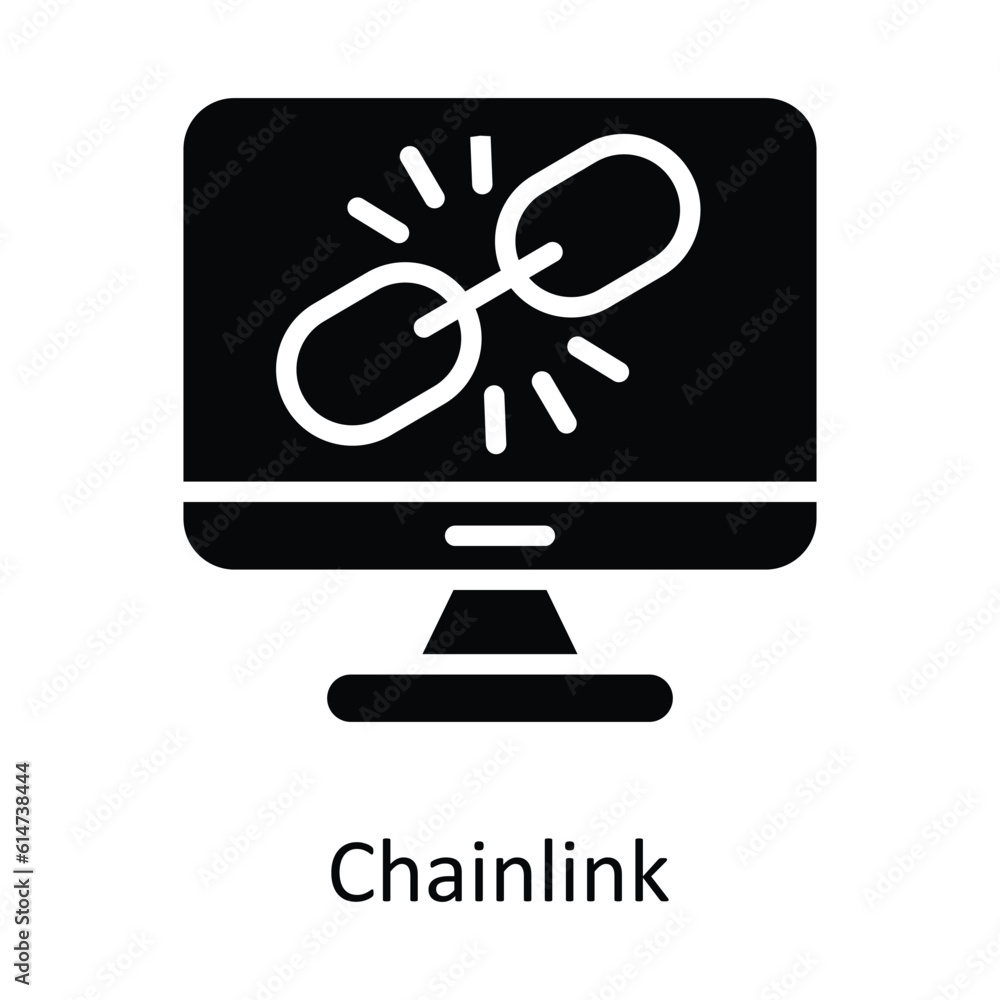 Poster chain link vector solid icon design illustration. network and communication symbol on white backgrou